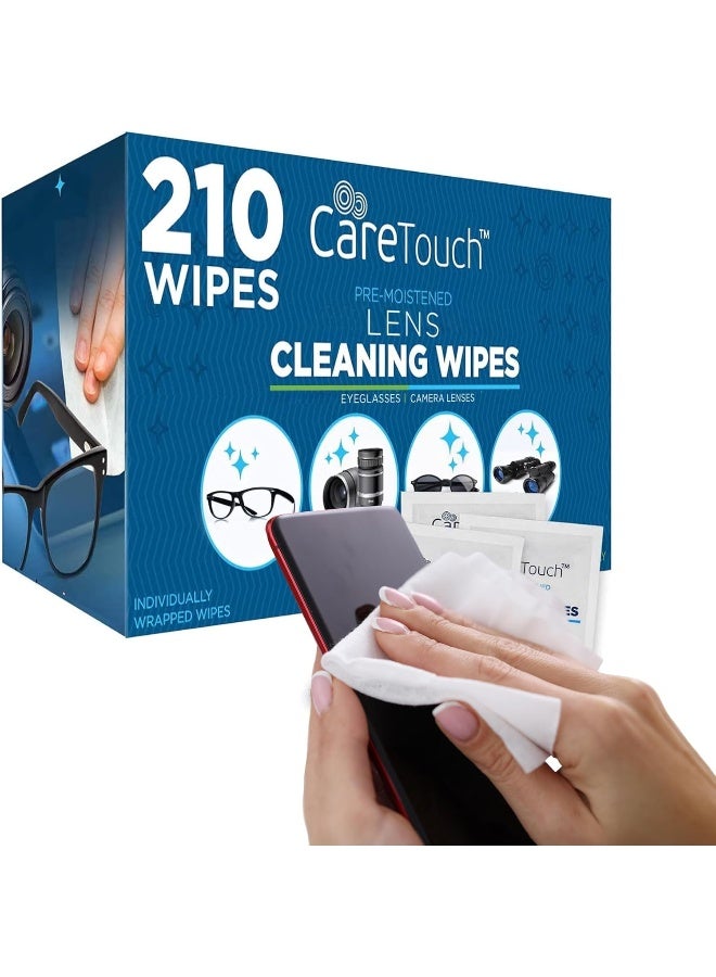 Care Touch Lens Wipes for Eyeglasses - 210 Individually Wrapped Pre-Moistened Wipes - Image 1
